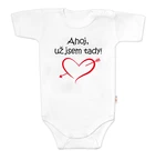 Baby Nellys Body krátký rukáv Ahoj už jsem tady!,  bílé vel.  74
