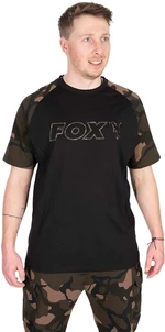 Fox Fishing Horgászpóló Black/Camo Outline T-Shirt - M