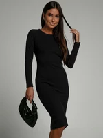 Basic black ribbed dress with long sleeves