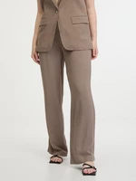Women's brown trousers with linen blend ONLY Agnes
