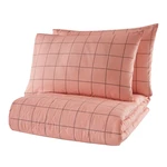 Różowa narzuta z 2 poszewkami na poduszki z bawełny ranforce Mijolnir Piga, 225x240 cm