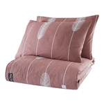 Różowa narzuta z 2 poszewkami na poduszki z bawełny ranforce Mijolnir Modena, 225x240 cm