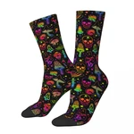 Fashion Crazy Trippy Skull Mushroom Design Theme Print Socks Accessories All Season Super Soft Middle Tube Socks Non-slip