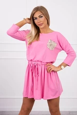 Šaty s flitrovou kapsou světle růžové