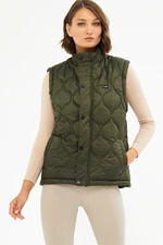 D1fference Women's Water And Windproof Onion Pattern Quilted Khaki Vest