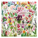 50/100Pcs Spring Cartoon Tulip Flower Stickers Decorative Floral Stickers DIY Decals for Scrapbooking Journaling Supplies