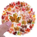 10/60Pcs Cartoon Autumn Maple Leaf Graffiti Stickers Luggage Notebook Scooter Water Cup Waterproof Stickers for Kids Toys
