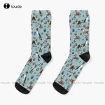 The Basenji Dog Dogs Puppy Puppies Socks Youth Black Soccer Socks 360° Digital Print Custom Gift Streetwear Funny Sock Art