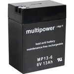 multipower MP13-6 A96801 olovený akumulátor 6 V 13 Ah olovený so skleneným rúnom (š x v x h) 108 x 140 x 70 mm plochý ko