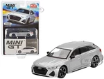 Audi RS 6 Avant Carbon Black Edition Florett Silver Metallic Limited Edition to 2400 pieces Worldwide 1/64 Diecast Model Car by True Scale Miniatures