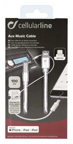 Audio kabel Cellularline Aux Music Cable, konektory Ligtning+3,5 mm jack, bílý