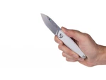 Zatvárací nôž Z050 ANV® - farba rukoväte: strieborná, sivá čepeľ - Stone wash (Farba: Strieborná, Varianta: Sivá čepeľ - Stone Wash)