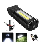 400LM 2LED+COB Foldable Car Maintenance Light USB Rechargeable Flashlight Bike Cycling Night Warning Work Light