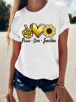 Casual Flower Print Round Neck Short Sleeves Tee For Women