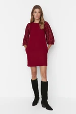 Trendyol Burgundy Wide Cut Sleeve Detailed Woven Dress