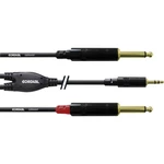 Cordial  audio káblový adaptér [1x jack zástrčka 3,5 mm - 2x jack zástrčka 6,35 mm] 0.90 m čierna
