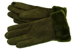 Zateplené dámské/dívčí rukavice ozdobené kožešinou Arteddy - tmavě zelená