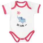 MBaby Bavlněné body s krátkým rukávem, Slůně So Cute, bílo/červené, vel. 86 (12-18m)