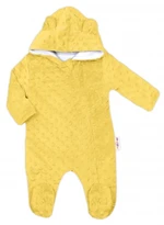 Baby Nellys Kombinézka/overálek MINKY s kapucí a oušky - žlutá, vel. 80 (9-12m)