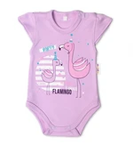 Baby Nellys Bavlněné kojenecké body, kr. rukáv, Flamingo - lila, vel. 62 (2-3m)