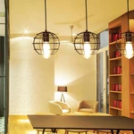 Retro Nordic Style E27 Iron Pendant Cage Light for Bar Coffee Shop Indoor Metal Hanging Lamp Decor