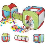 Portable 3 in 1 Childrens Baby Kids Play Tent Toddlers Tunnel Ball Pit Set Children Baby Cubby Playhouse