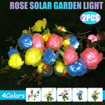 1PC/2PCS LED Solar Lawn Light Simulation Flower Lamp Discoloration Ball-flower Outdoor Yard Lighting