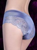 Seamless Lace Stitching Silk Comfy Low Waist Women Panties