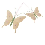 Súprava 2 béžových kovových závesných dekorácií Dakls Butterfly