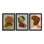 Súprava 3 obrazov v čiernom ráme Vavien Artwork Palm Leaves, 35 x 45 cm