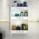 1 Piece Punch-free Bathroom Kitchen Wall-mounted Storage Rack Multipurpose Shelf 2/3 Layers S/M/L Size