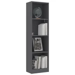 4-Tier Book Cabinet Gray 15.7"x9.4"x55.9" Chipboard