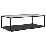 Tea Table Transparent and Black 47.2"x23.6"x13.8" Tempered Glass
