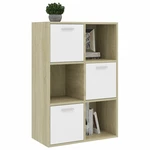 Storage Cabinet White and Sonoma Oak 23.6"x11.6"x35.4" Chipboard