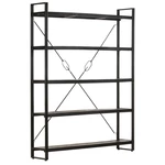 5-Tier Bookcase Black 55.1"x11.8"x70.9" Solid Mango Wood