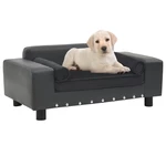 Dog Sofa Dark Gray 31.9"x16.9"x12.2" Plush and Faux Leather