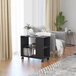 Mobile Stylish Side Table Chipboard End Table with 4 Wheels for Keeping Magazines, Books