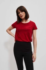 Cotton T-shirt with Moodo pocket - dark red