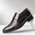 Men Leather Comfy Soft Sole Pointy Toe Slip On Dress Casual Business Shoes