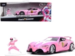 Toyota FT-1 Concept Pink Metallic and Pink Ranger Diecast Figurine "Power Rangers" "Hollywood Rides" Series 1/32 Diecast Model Car by Jada