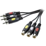 Kompozitní cinch AV prodlužovací kabel SpeaKa Professional SP-7870320, [3x cinch zástrčka - 3x cinch zásuvka], 2.00 m, černá