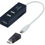 USB 2.0 hub Renkforce 3 porty, se zabudovanou čtečkou SD karet, s funkcí OTG, 72 mm, černá