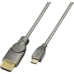 Kabel pro mobilní telefon LINDY 41565, [1x micro USB 2.0 zástrčka B - 1x HDMI zástrčka], 0.50 m, černá
