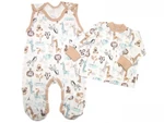 Baby Nellys  2-dílná sada, bavlněné dupačky s košilkou Safari cream, vel. 68 (3-6m)