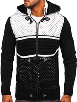 Černý pánský silný svetr na zip s kapucí bunda Bolf 2047