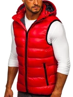 Červená pánská prošívaná vesta s kapucí Bolf 6506