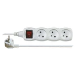 Kábel predlžovací EMOS 3x zásuvka, vypínač, 1,2m biely prodlužovací kabel do zásuvky • 3× zásuvka • max. 250 V / 10 A • max. zátěž 2300 W • průřez vod