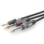 Hicon HBA-3S62-0300 jack audio prepojovací kábel [1x jack zástrčka 3,5 mm - 2x jack zástrčka 6,3 mm (mono)] 3.00 m čiern