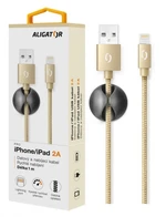 Datový kabel ALIGATOR PREMIUM 2A, Lightning, Gold