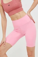 Tréninkové šortky adidas Performance Optime dámské, růžová barva, hladké, high waist